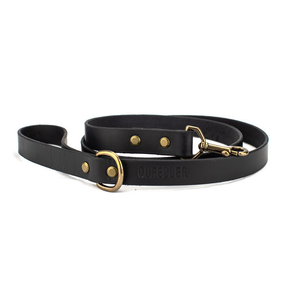 The Classic Leather Dog Leash Black