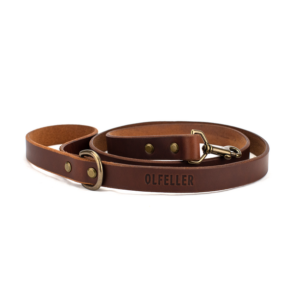 The Classic Leather Dog Leash Walnut